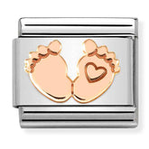 Nomination Composable Classic Link 430104/32 Feet with Heart in 9K Rose Gold